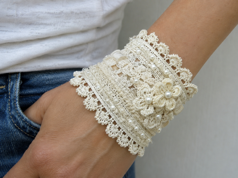 Pulseras románticas de estilo vintage hechas de tela y encaje Pulseras románticas de estilo vintage hechas de tela y encaje pulseras romanticas de estilo vintage hechas de tela y encaje