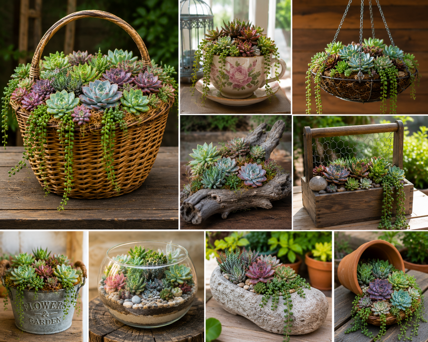 Suculentas plantadas en cestas para decorar tu hogar Suculentas plantadas en cestas para decorar tu hogar suculentas plantadas en cestas para decorar tu hogar 2