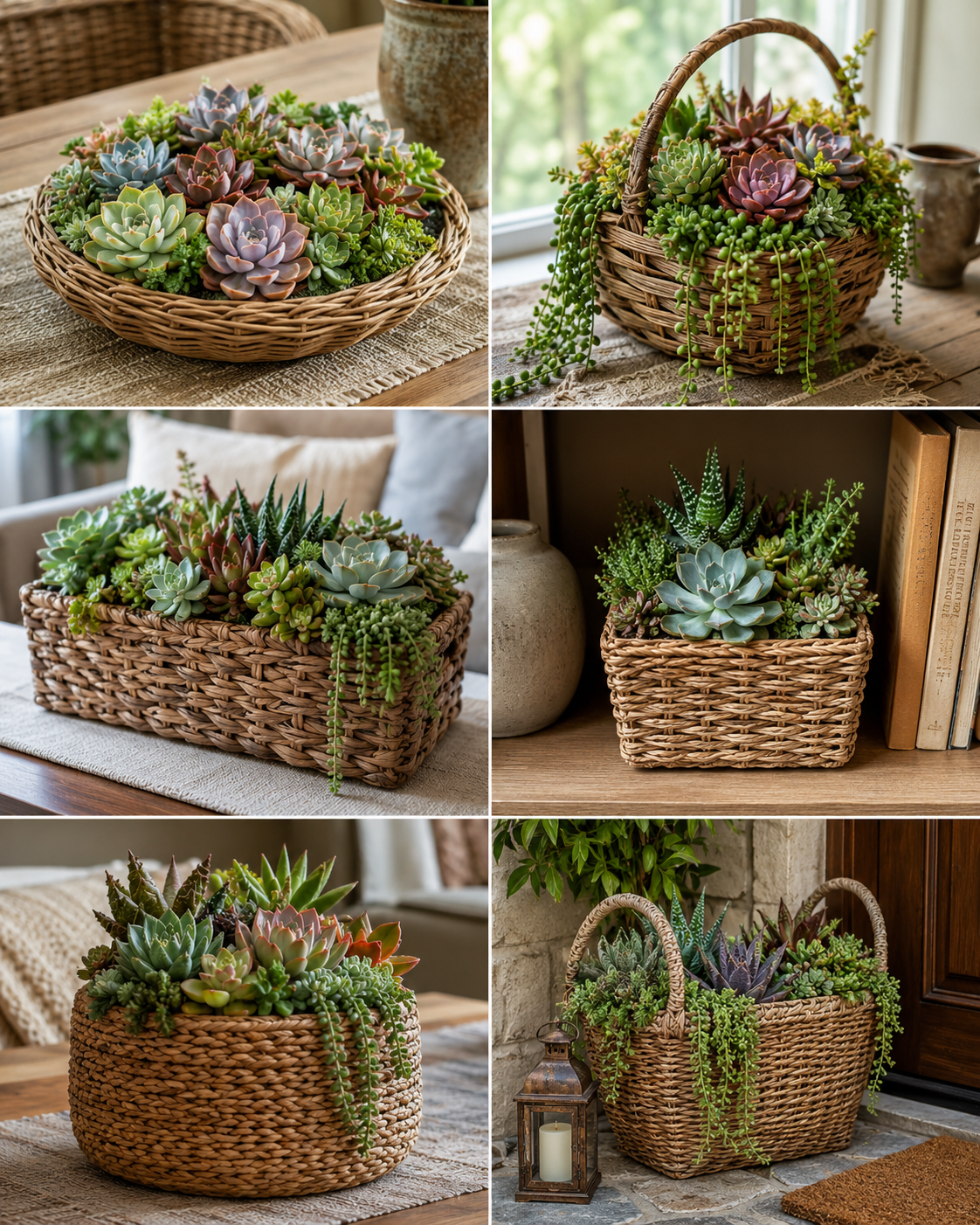 Suculentas plantadas en cestas para decorar tu hogar Suculentas plantadas en cestas para decorar tu hogar suculentas plantadas en cestas para decorar tu hogar 3