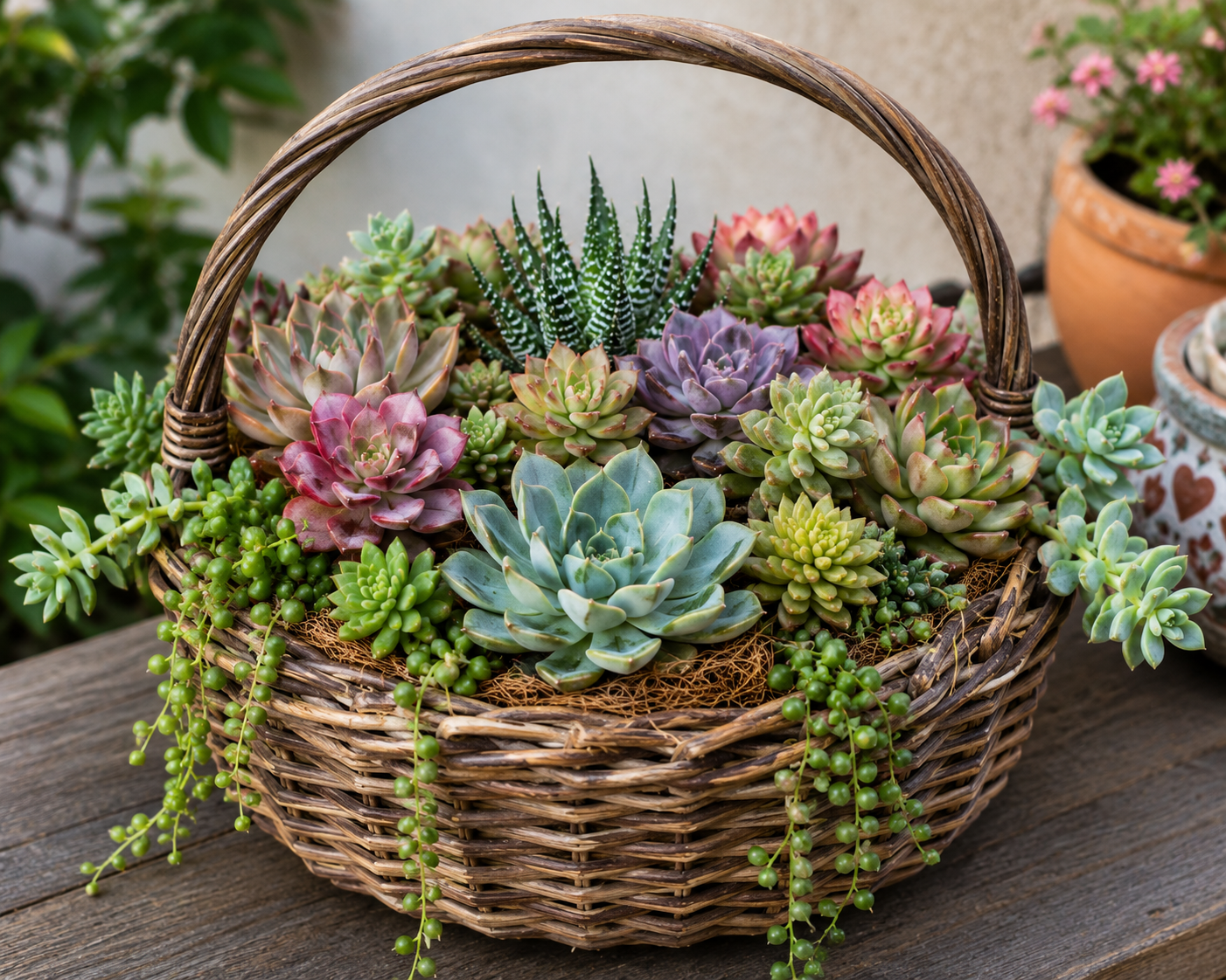 Suculentas plantadas en cestas para decorar tu hogar Suculentas plantadas en cestas para decorar tu hogar suculentas plantadas en cestas para decorar tu hogar 4