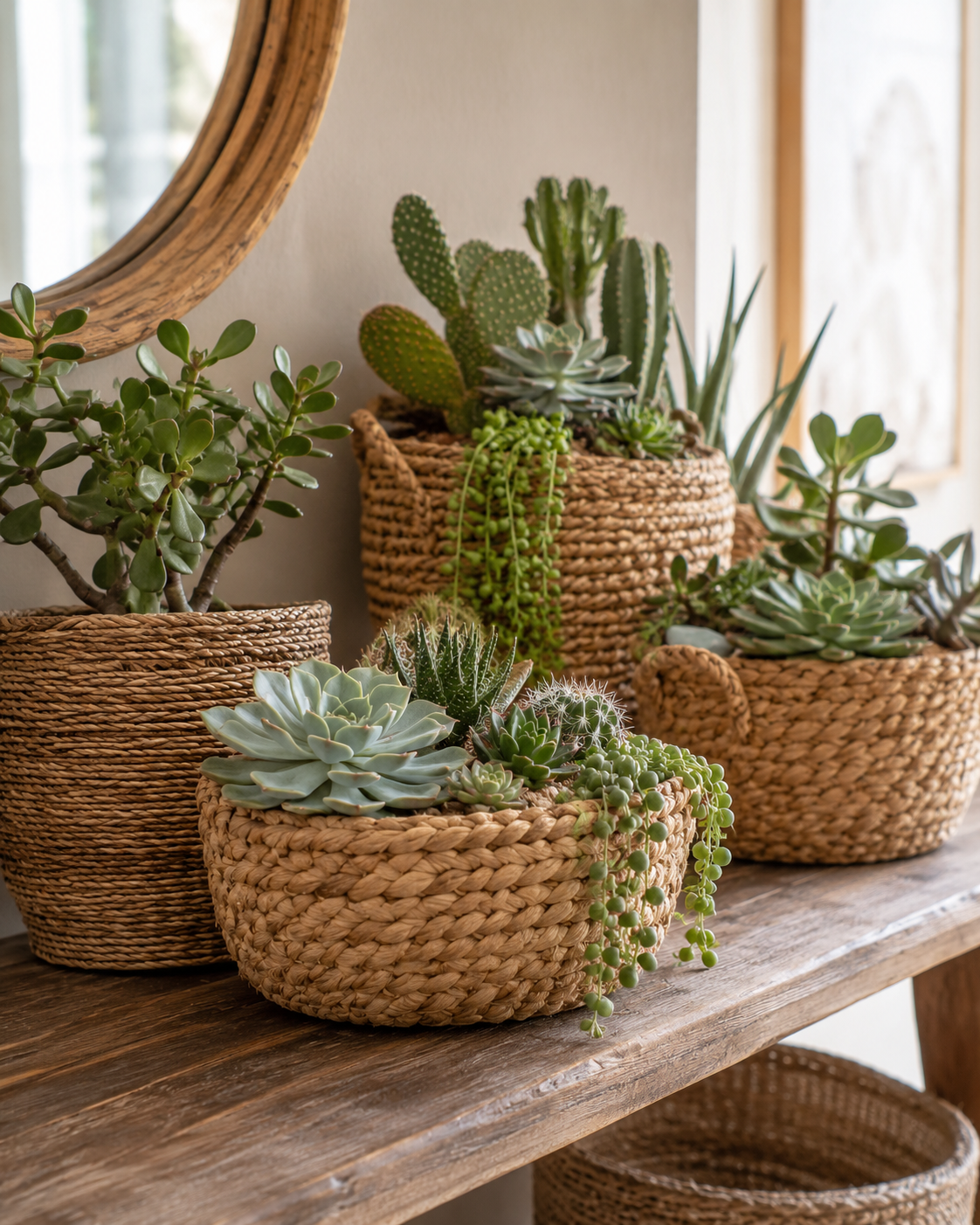 Suculentas plantadas en cestas para decorar tu hogar Suculentas plantadas en cestas para decorar tu hogar suculentas plantadas en cestas para decorar tu hogar 5