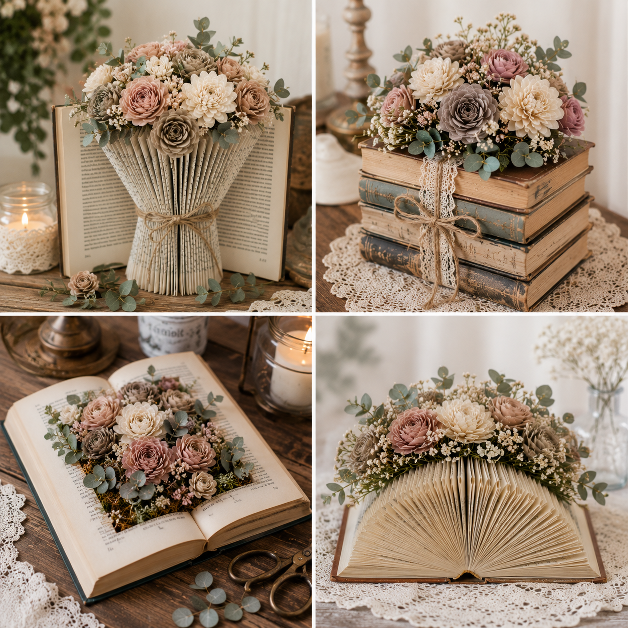 Transforma tus libros en arreglos florales únicos Transforma tus libros en arreglos florales únicos transforma tus libros en arreglos florales unicos